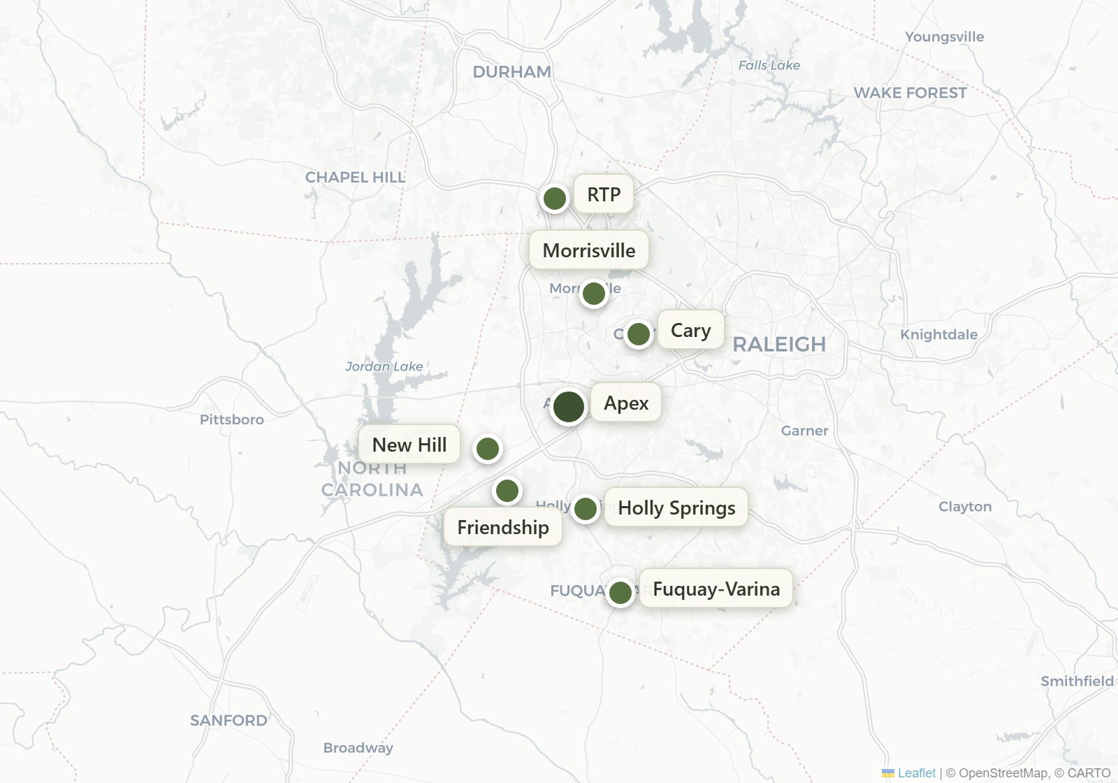 Service area map — Triangle, NC